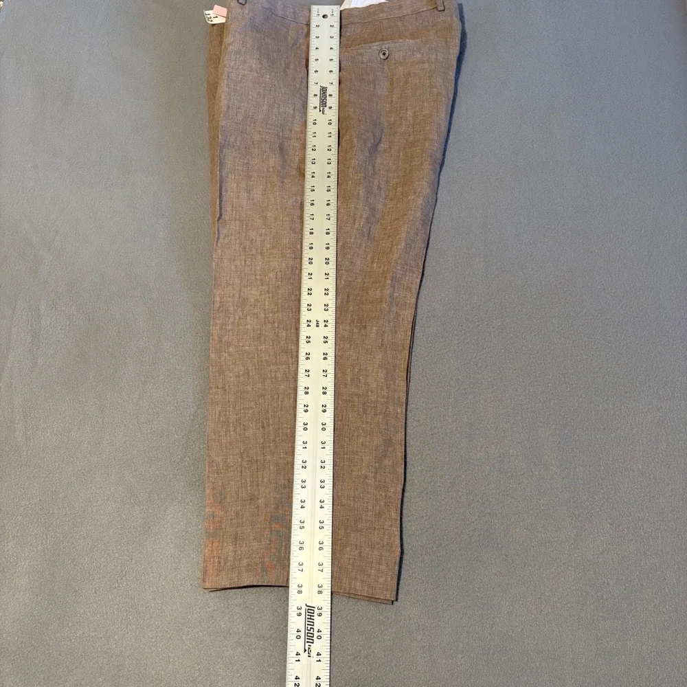 Joseph Abboud Dress Pants Mens 42x28 Tan 100% Linen Leomaster Italian Fabric